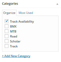 Track availability - Edit - Category