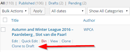 Track availability - Edit - Clone to draft