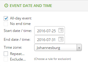 Track availability - Edit - Date and Time
